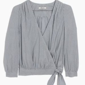 Madewell Wrap Top in Indigo Stripe